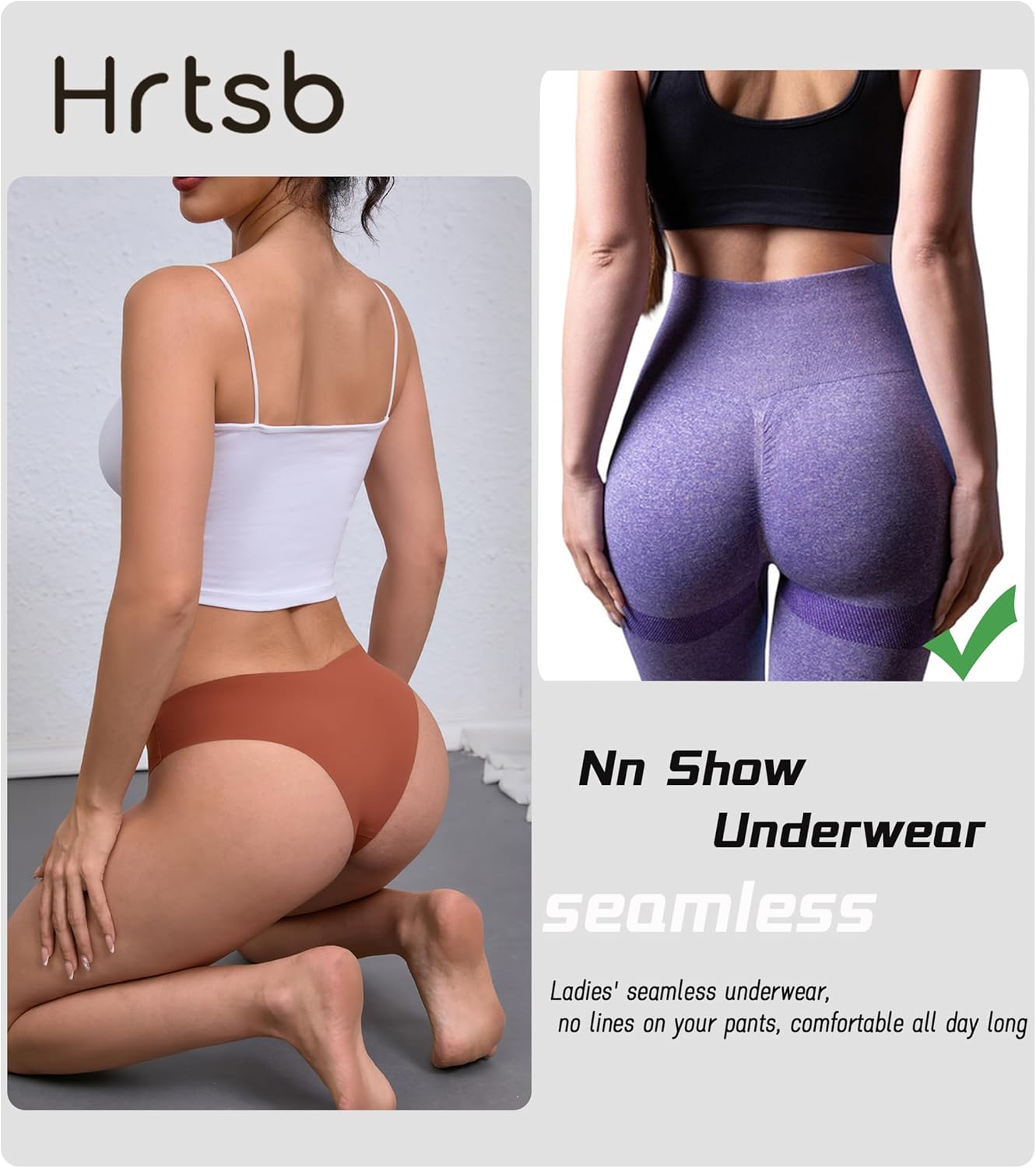 Women Seamless Underwear Stretch Invisible - No Show Panties Soft Bikini Breathable Cheeky Hipster V Cut 7 Pack (7P1,L) - Image 2