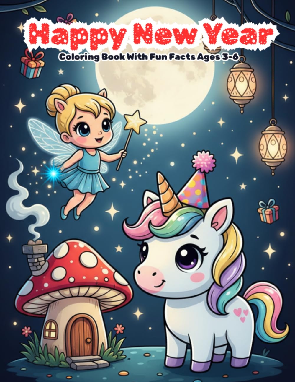Happy New Year Coloring Book With Fun Facts Ages 3-6: Featuring Fairies, Unicorns, Dinosaurs, Forest Friends & Sea Animals (Magical Little Artists Coloring Series)
