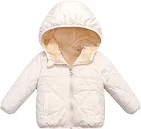 Casaco de inverno para bebês meninos e meninas de 1 a 7 anos, jaqueta acolchoada com capuz, jaqueta de neve, casaco de lã quente, agasalho sólido