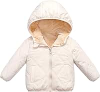 Casaco de inverno para bebês meninos e meninas de 1 a 7 anos, jaqueta acolchoada com capuz, jaqueta de neve, casaco de lã quente, agasalho sólido