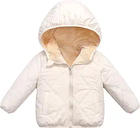 Casaco de inverno para bebês meninos e meninas de 1 a 7 anos, jaqueta acolchoada com capuz, jaqueta de neve, casaco de lã quente, agasalho sólido