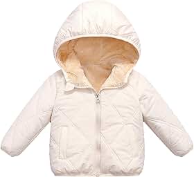 Casaco de inverno para bebês meninos e meninas de 1 a 7 anos, jaqueta acolchoada com capuz, jaqueta de neve, casaco de lã quente, agasalho sólido