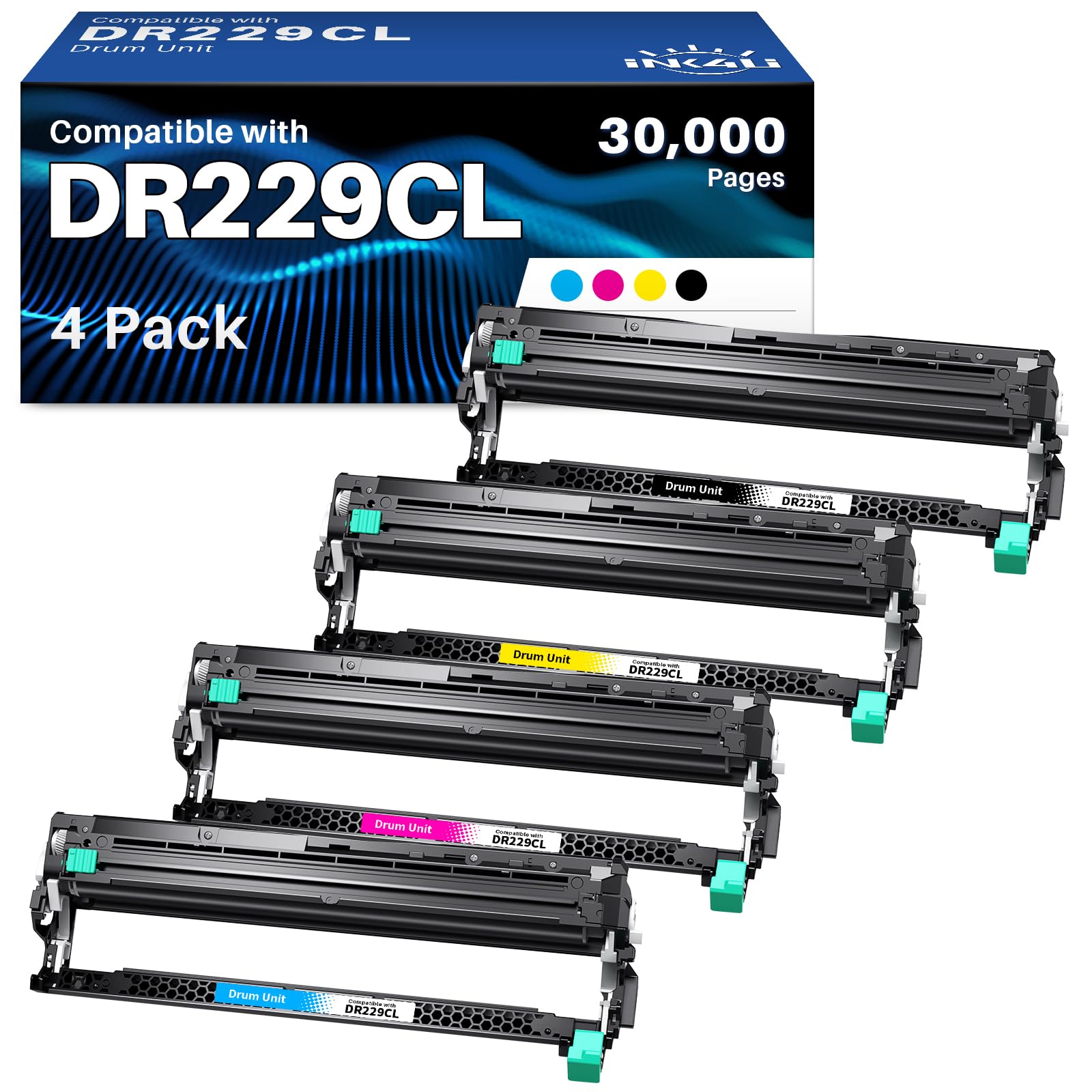 Photo 1 of INK4U DR-229CL Drum Unit Compatible Replacement for Brother DR-229CL DR229 Drum Unit for BrotherHL-L3220CDW HL-L3280CDW MFC-L3720CDW MFC-L3780CDW HL-L3300CDW HL-L3295CDW MFC-L8395CD Printer, 4 Pack