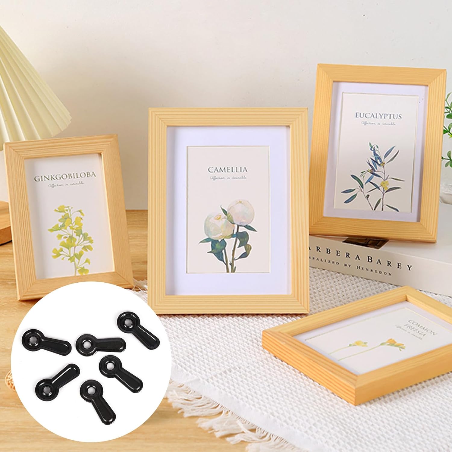 300 Picture Turn Button Fasteners Photo Frame Hardware and 300 Screws for Craft, Hanging, Drawing, Black