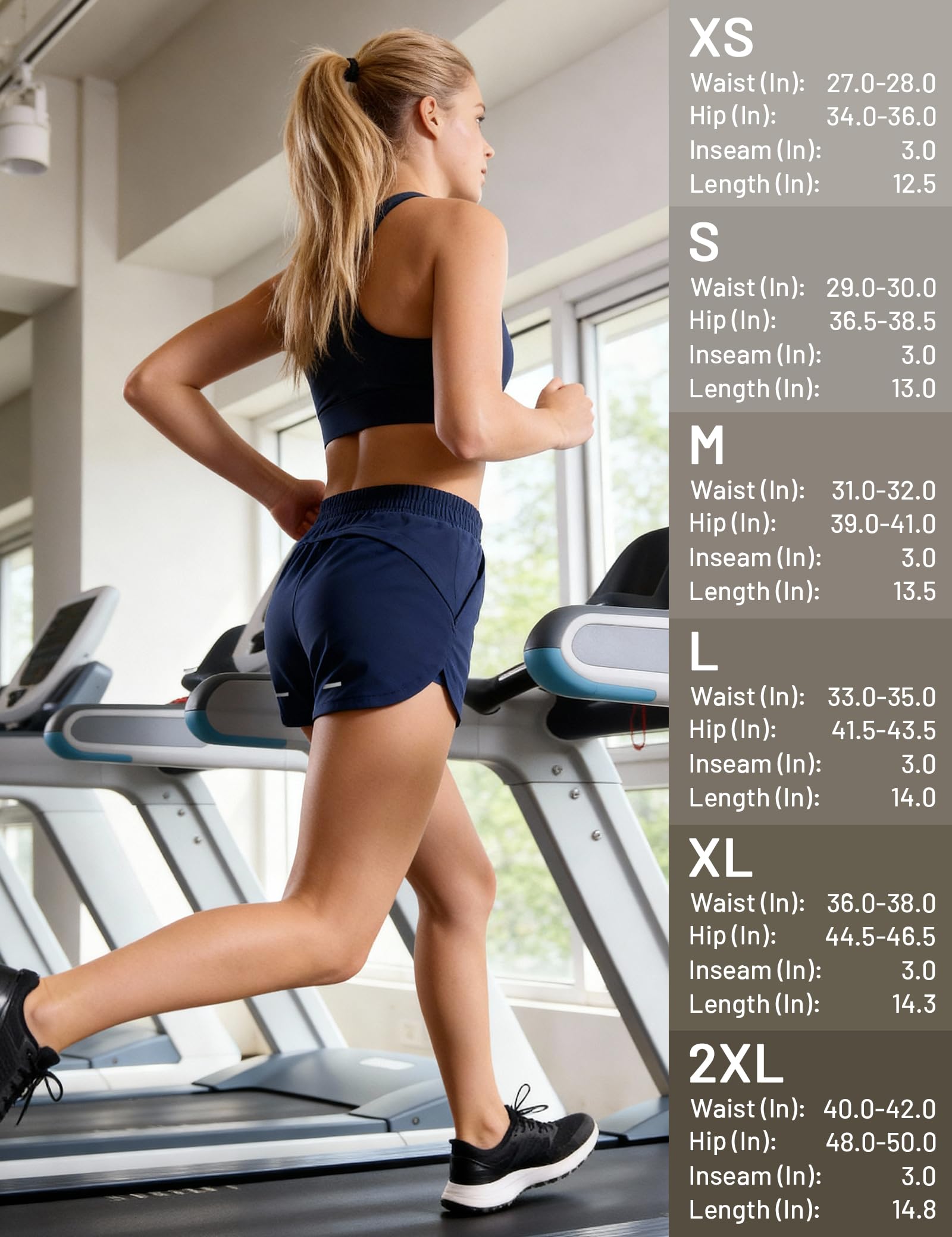 MIER Damen-Laufshorts mit Netzfutter, 7,6 cm, mittlere Taille, 2-in-1, schnelltrocknend, Workout, Fitnessstudio, Sport-Shorts mit Reißverschlusstaschen
