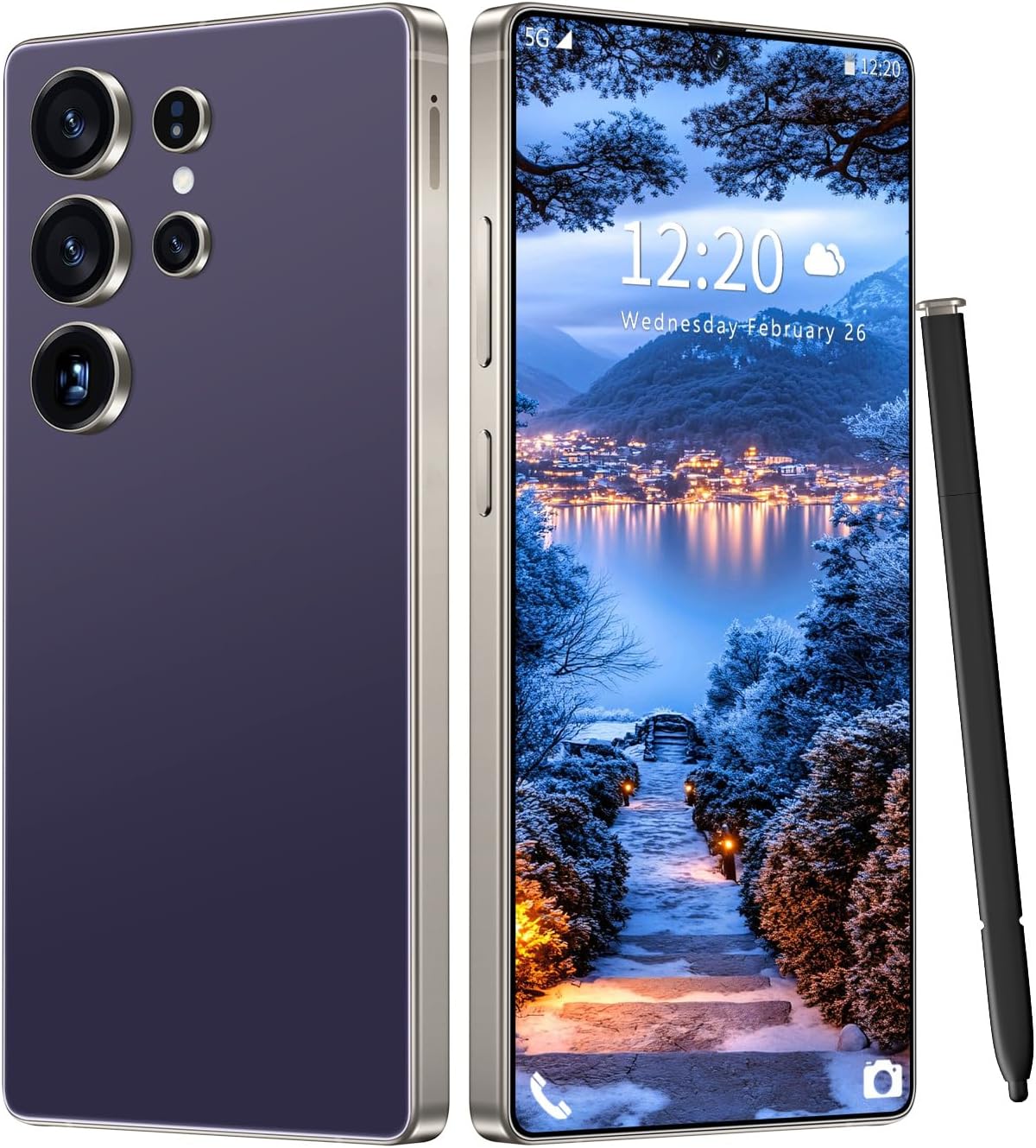 I25 Ultra Unlocked Phone 16+1TB,Built in Pen The Phone,Battery 7000mAh 6.99″ HD Screen,Android 14 Smartphone,Face ID/5G/Fingerprint Lock/Dual SIM/GPS (Deep Purple)