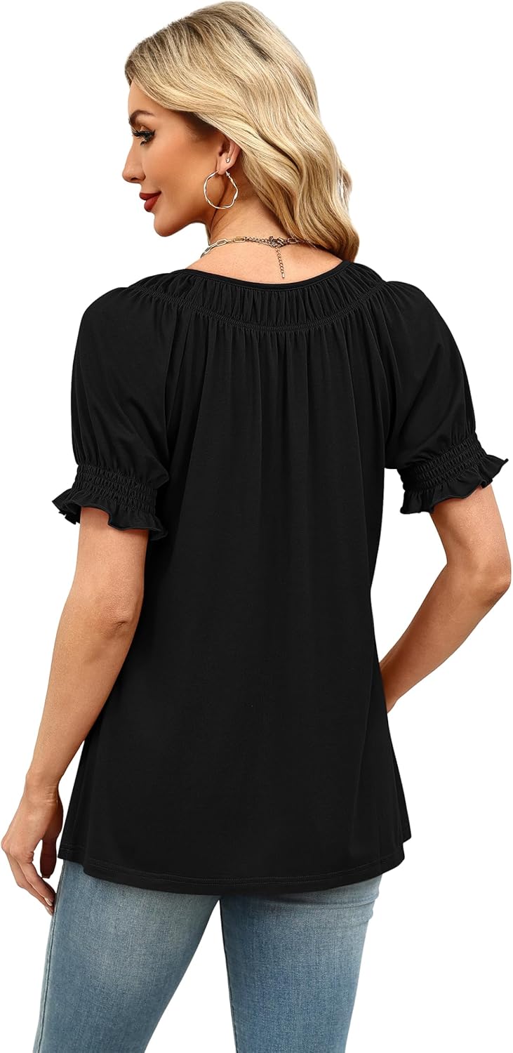 WIHOLL Womens Short Sleeve Square Neck Summer Tops Dressy Casual Blouses Trendy Clothes 2026 - Image 6