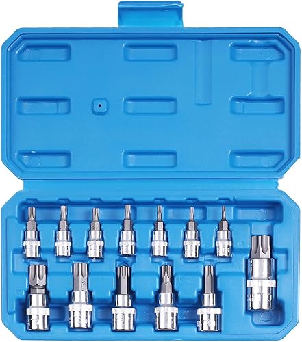 Miniatura 5 de Juego de dados Torx 13 piezas de 3/8 pulgadas Dr. T8 - T70 E Star Premium S2 Acero de aleación Cr-V Acero Star Socket Torx Bits métricas 1/4, 3/8 y