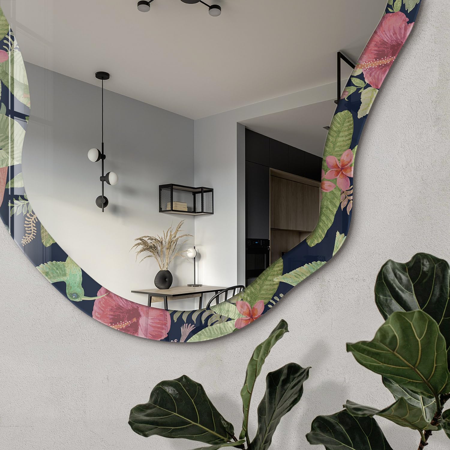 Espejo con Motivo De Estilo Moderno 45x90 / 52x97 cm Patrón Tropical