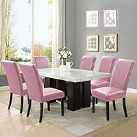 Vista 10 de YISUN Fundas para sillas de comedor, de piel sintética maciza, impermeable y resistente al aceite, funda protectora para silla de comedor