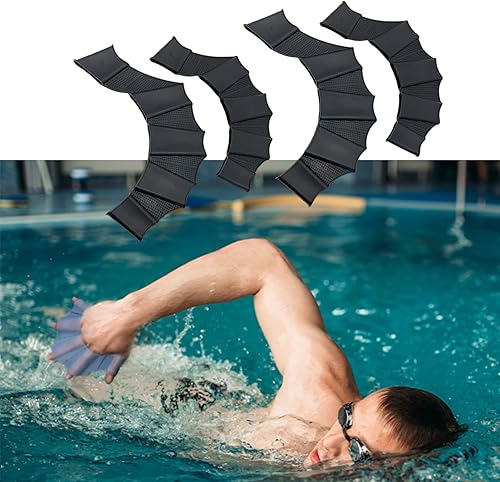 2 pares de guantes de natación de silicona aletas de natación aletas de engranaje palmeadas a mano palmera dedo rana tipo palmeada entrenamiento