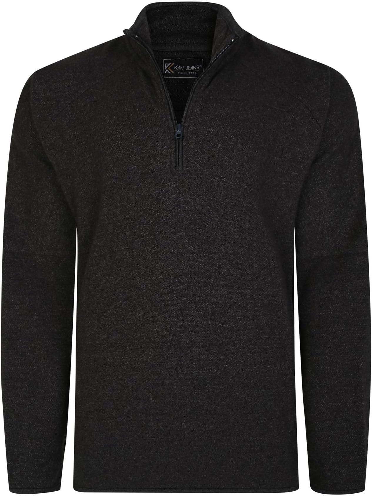 KAM1/4 Zip Jumper Sweatshirt Pullover Twisted Pique Casual Top Charcoal Plus Size Mens 2XL-8XL 7062