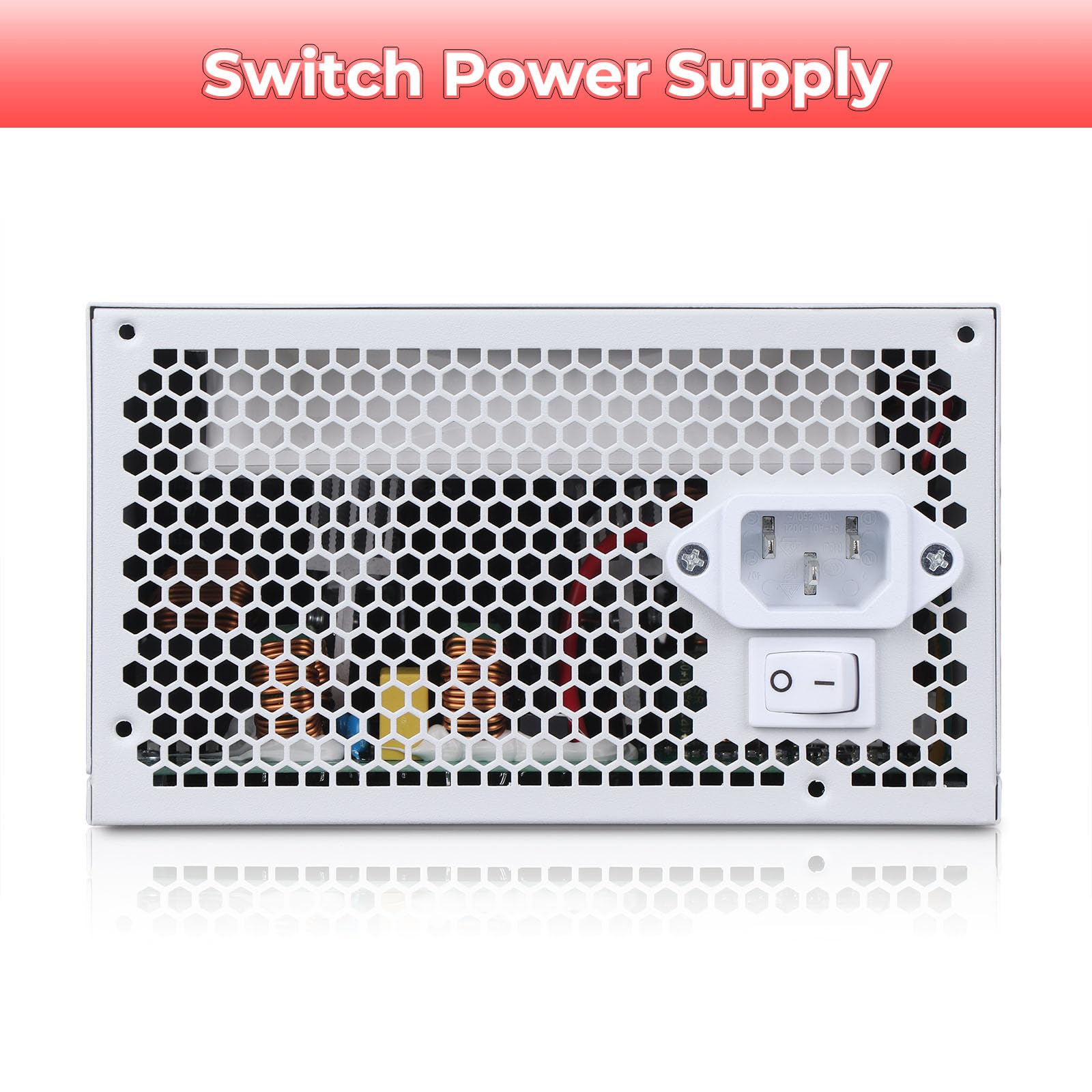 Zasilacz 650 W Standardowy ATX PC PSU 80 Plus Złoty Niemodułowy Pełne Napięcie 110-240 V Aktywny PFC z 20+4-pinowym kablem zasilania płyty głównej do serwera gier stacjonarnych biały