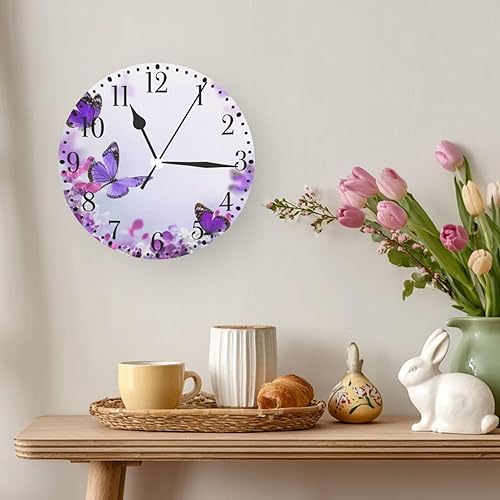 Vista 7 de KiuLoam Reloj de pared redondo de elefante africano, silencioso, sin tictac, funciona con pilas, fácil de leer para estudiantes, oficina, escuela