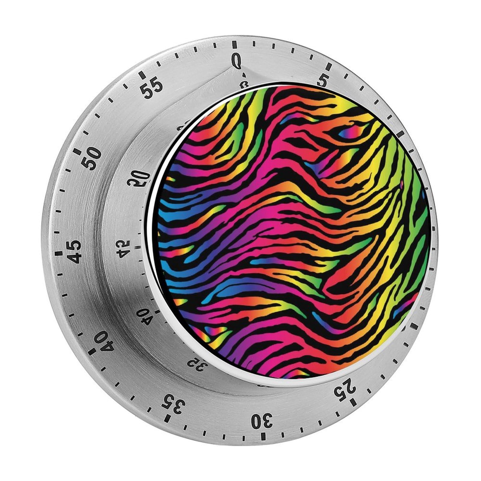 Rainbow Zebra Print Printing Circular Rotating Timer, Suitable for Kitchen and Bedroom