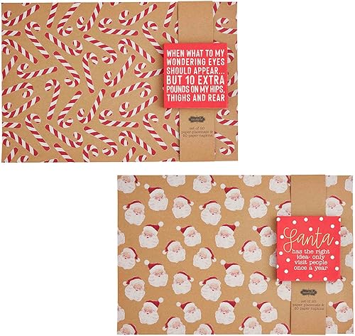 Miniatura 2 de Mud Pie Juego de manteles individuales y servilletas navideñas, Papá Noel, 18 12 "x 12 12"