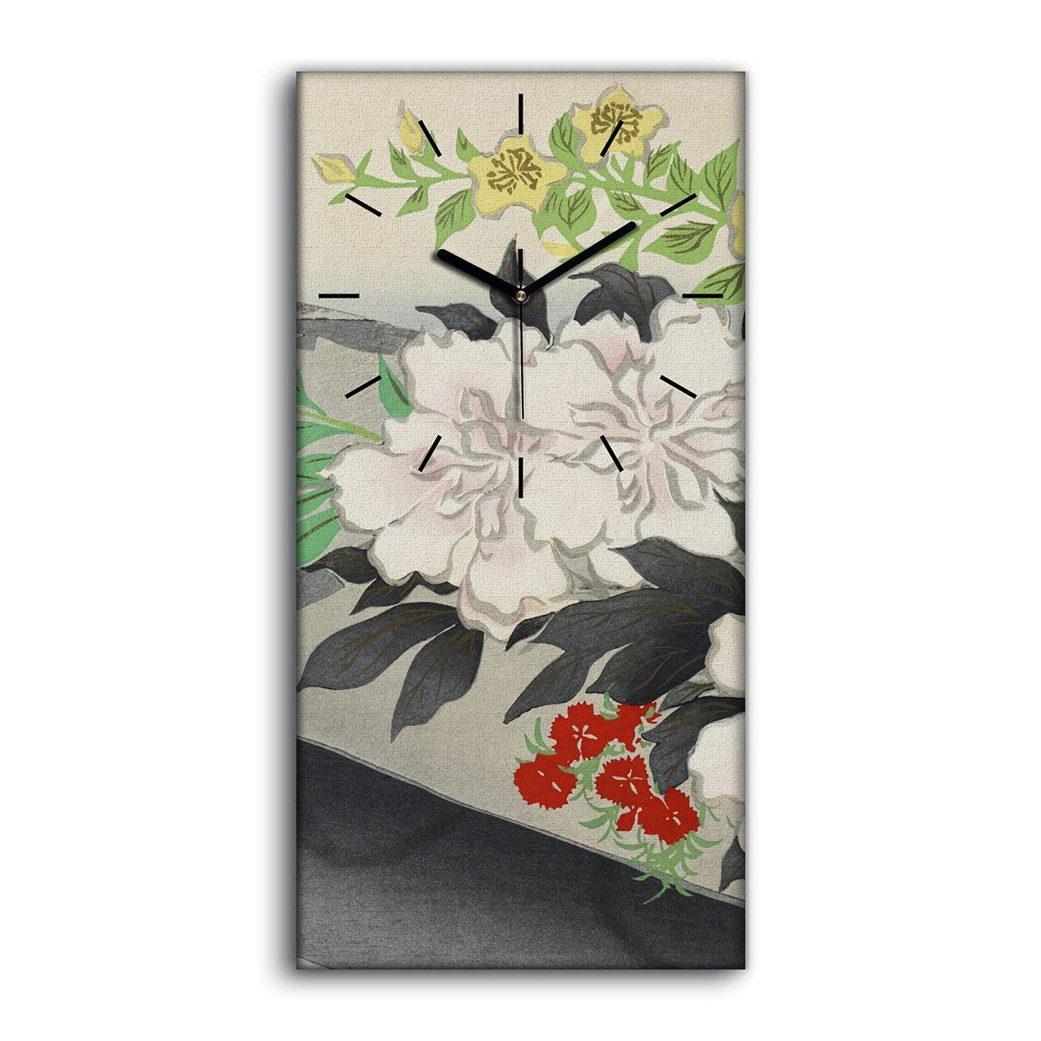 Horloge sur Toile de Qualité Art de Fleurs de l'Eau Mains Noires
