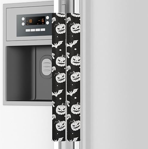 Miniatura 7 de Emelivor Juego de 2 Fundas para Manijas de Puerta de Refrigerador con Rayas de Fantasmas de Halloween - Fundas para Manijas de Electrodomésticos