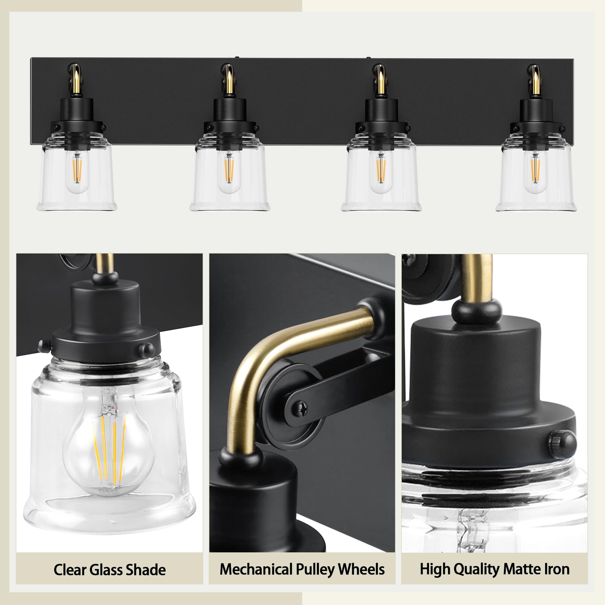 Image showcasing Snapklik.com : Modern Bathroom Light Fixtures, 4 Light Industrial ...