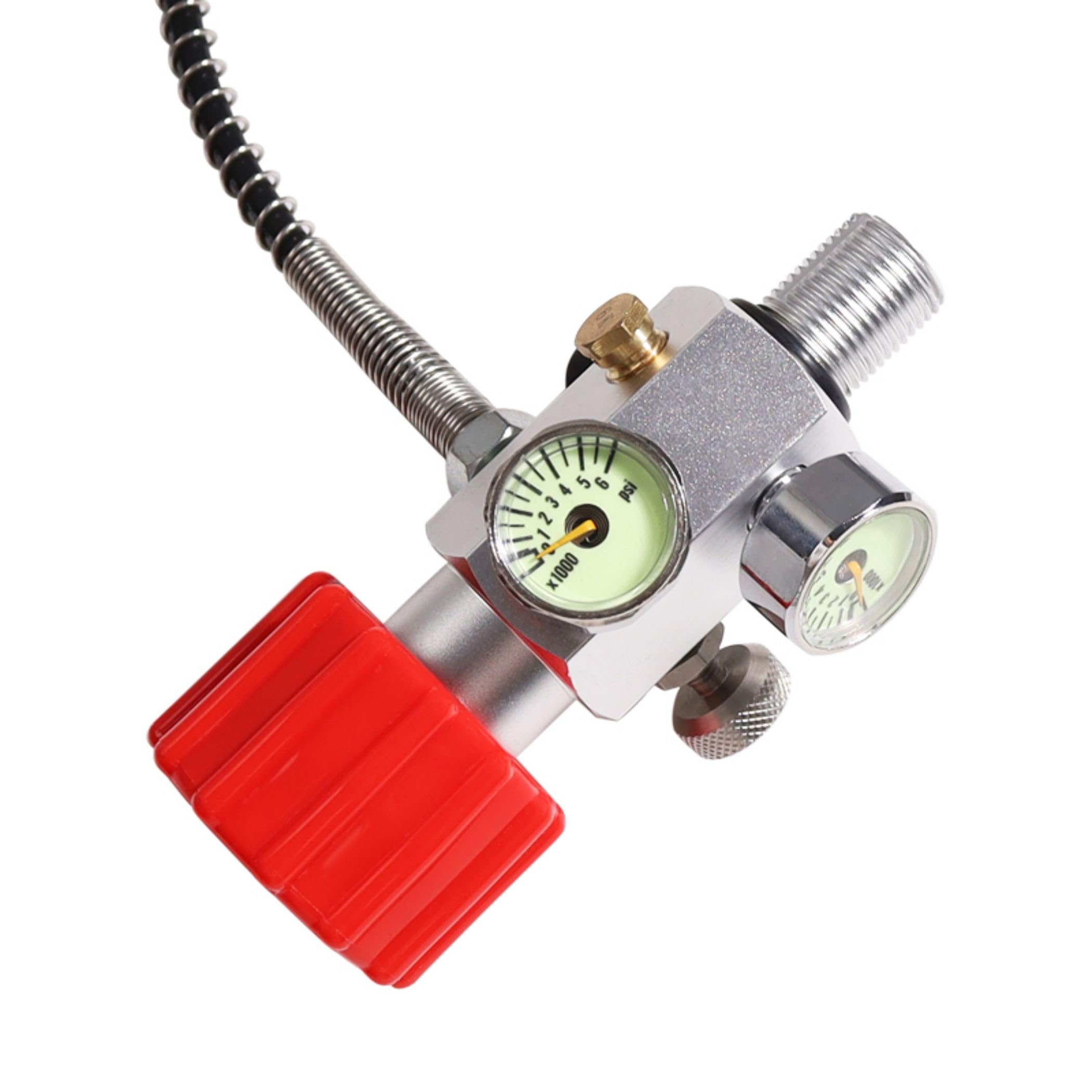 TUXING 4500PSI HPA Regolatore Paintball Stazione di rifornimento Pistola Aria Pcp Valvola di Ricarica Doppio Calibro Fino a 4500psi con 24 “Pollici Tubo ad Alta Pressione