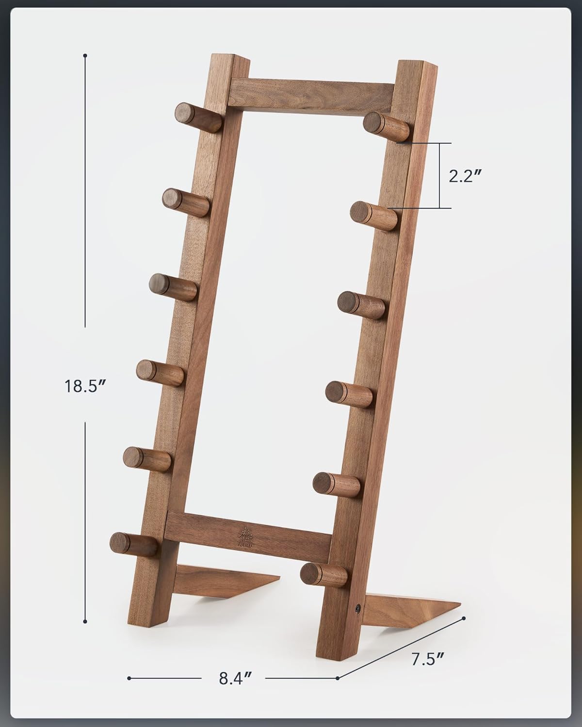 KYOKU Wooden Knife Stand, 6 Layer Natural Wood Knife Display Stand, Japanese Style Kitchen Knife Holder with Wide Support Legs, Knife Block Countertop Tabletop Organizer for Home Restaurant Kitchen
