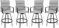 Vista 23 de Vongrasig Juego de 2 Sillas Giratorias de Bar para Patio Exterior, Taburetes de Bar Altos con Textil Tipo Sling Acolchado Resistente a Todo Clima