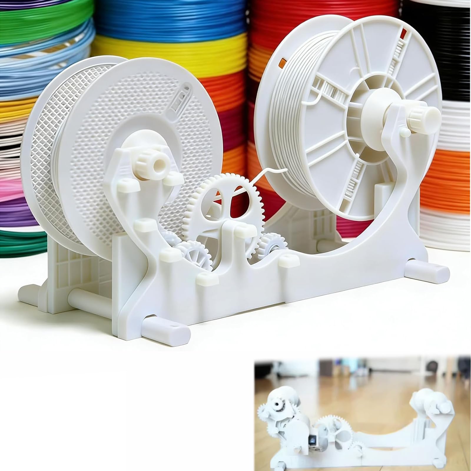 LYSDIANPU Nawijacz filamentu do druku 3D, elektryczny nawijacz materiałów eksploatacyjnych, z mocowaniem pozycjonującym, utrzymuje szpule o wadze do 1 kg, równomierne nawijanie filamentu, wysoka