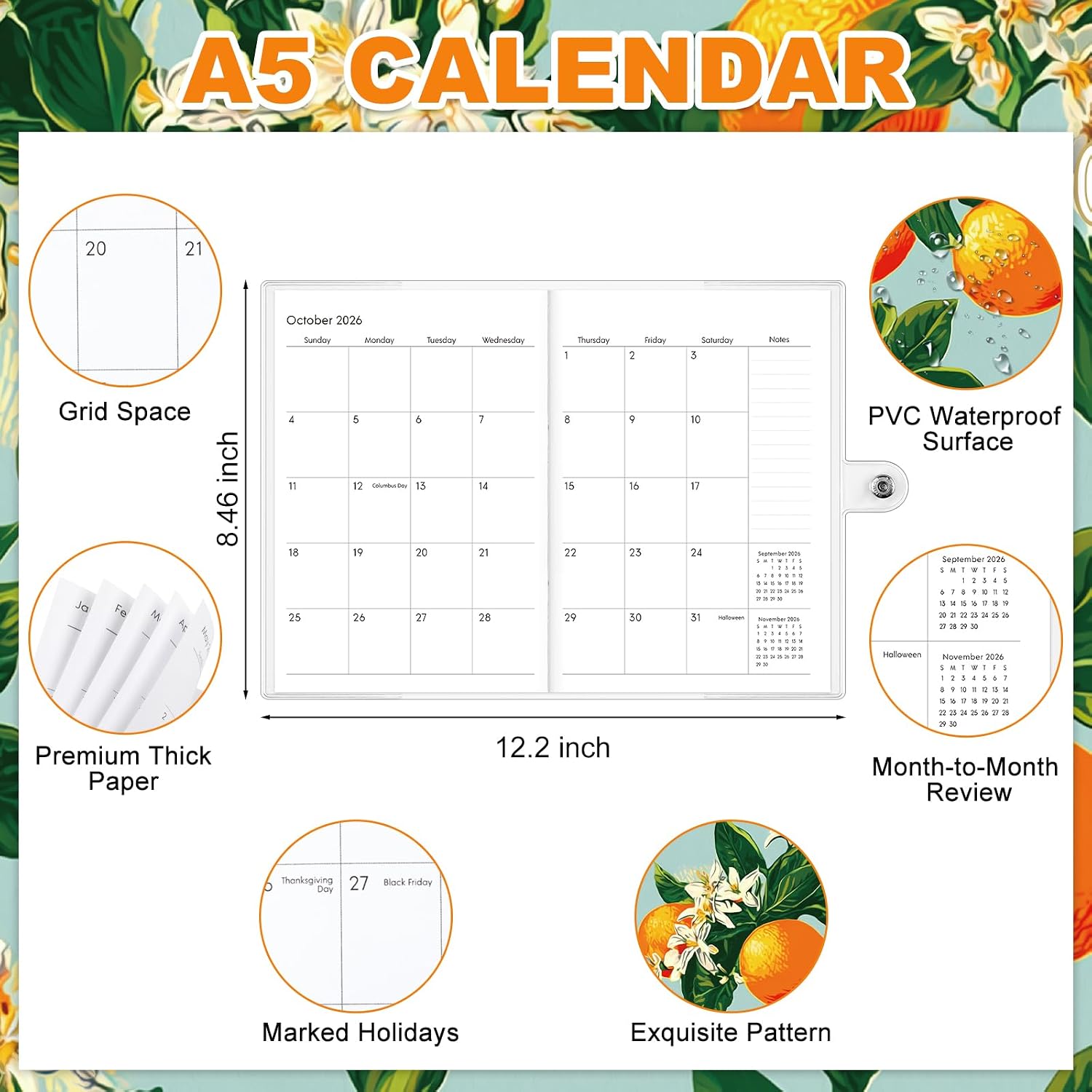 Eaasty A5 2026-2027 Weekly and Monthly Planner 24 Monthly Calendar Planner Notebook with PVC Cover Appreciation Gift for Women Teacher Planning Office Supplies(Mentha Neroli) image 2