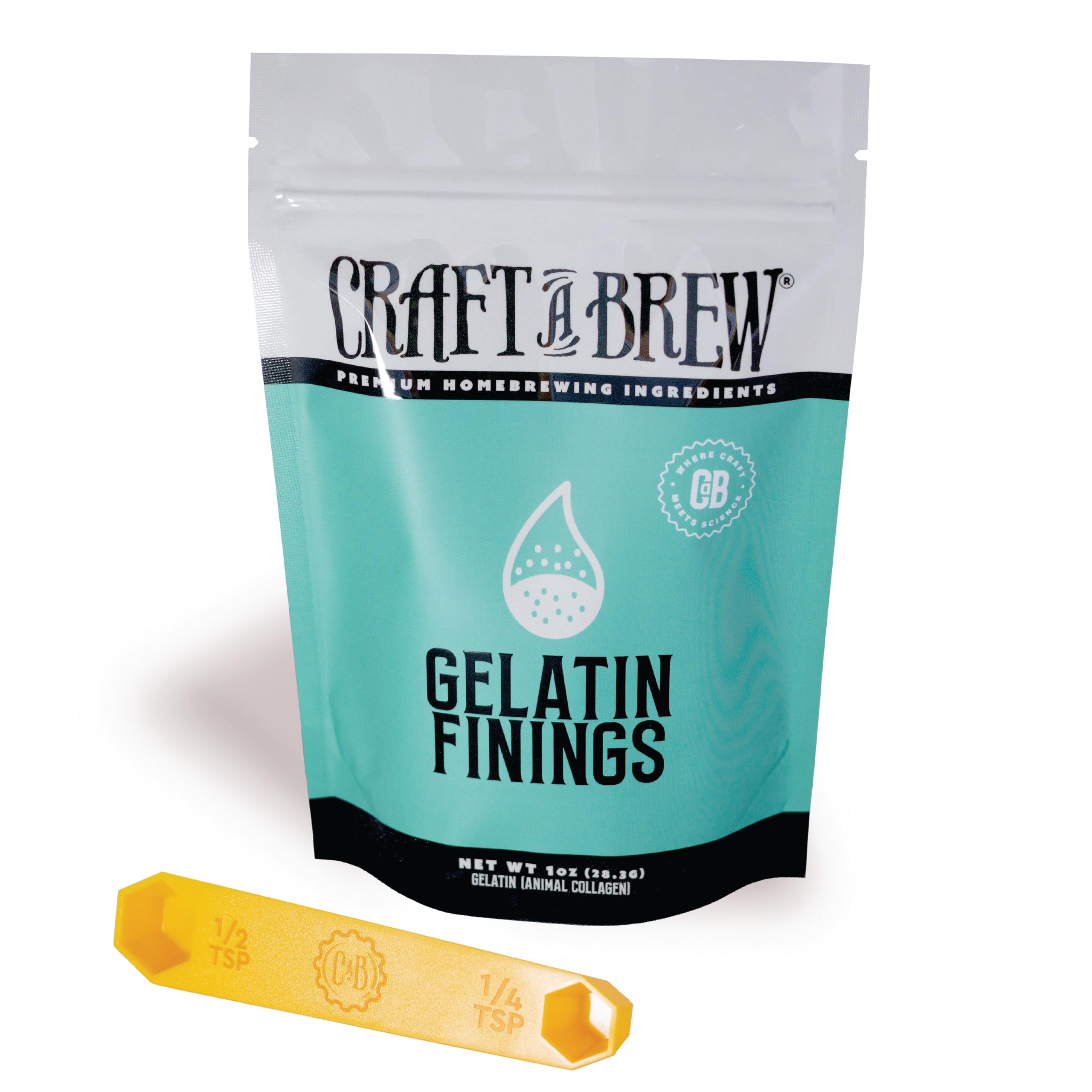 Craft A Brew - Gelatin Finings - For Wine & Beer Brewing - Reduces Haze & Cloudiness - Effective Clarifier - 1 oz Package