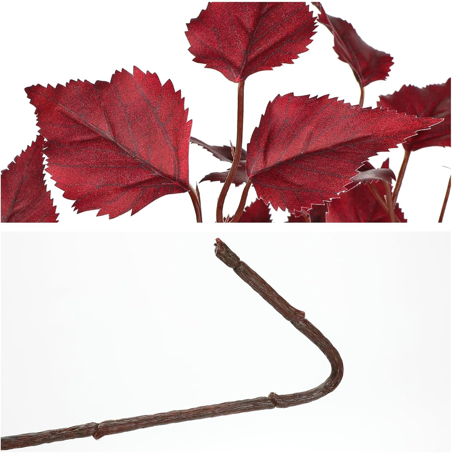 Hollyone 3Pcs Fall Artificial Birch Leaves with Stems 33" Silk Faux Burgundy Autumn Leaf Branches Spray Fake Fall Leaves Decorations for Home Vase Florals Thanksgiving Table Centerpieces Indoor Decor - Image 6
