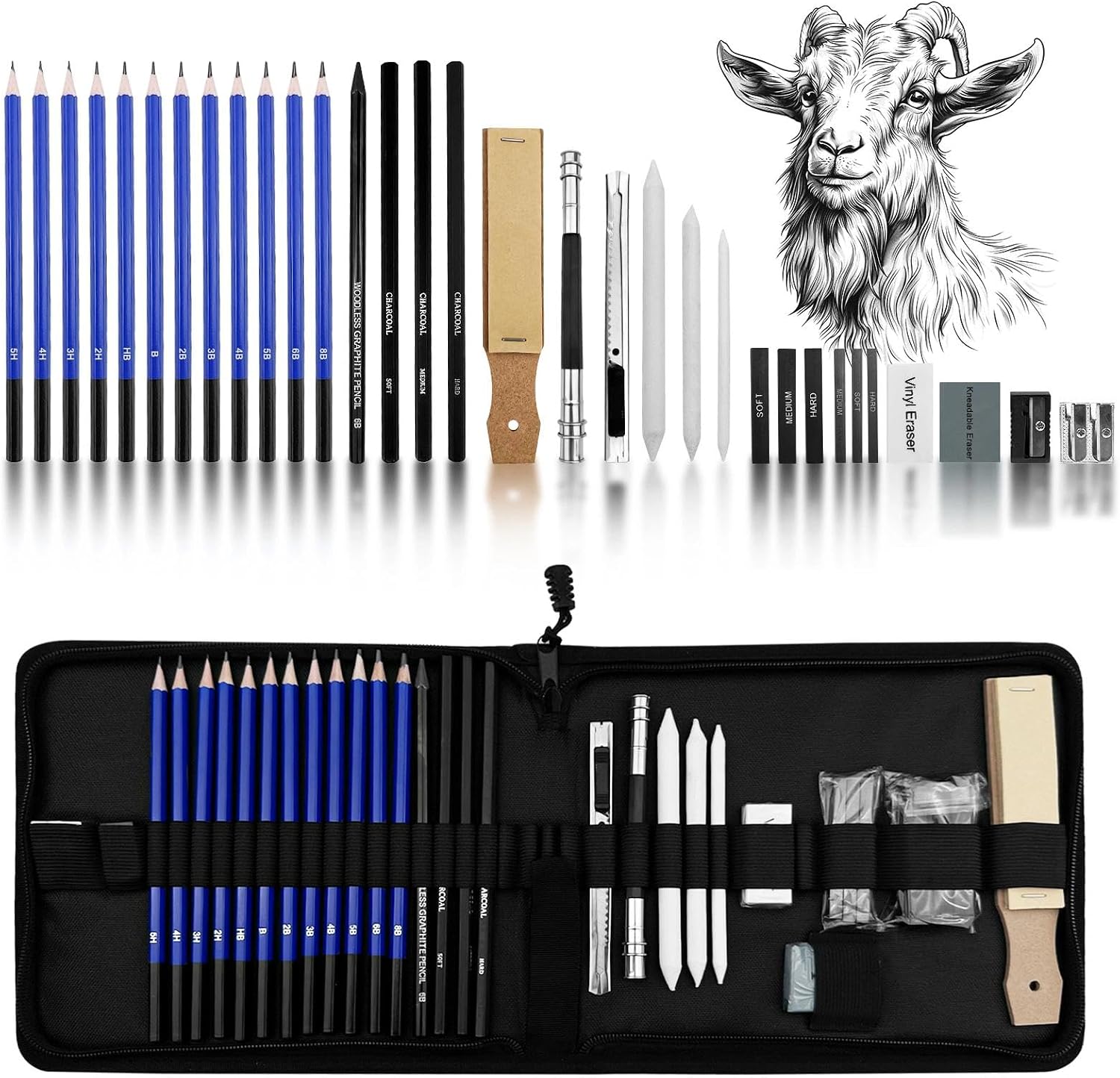 Drawing Pencils Pencils Set Charcoal Pencils for Drawing Pencil Graphite Pencil Sketching Pens Drawing Sets Sketching Pencils Sketching Pencils with Bag for Artists Adults Children