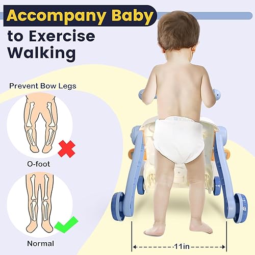 Miniatura 4 de Andador para bebés sentado a pie, andador de empuje 3 en 1 y centro de actividades educativas para niños, caminante de aprendizaje para bebés y