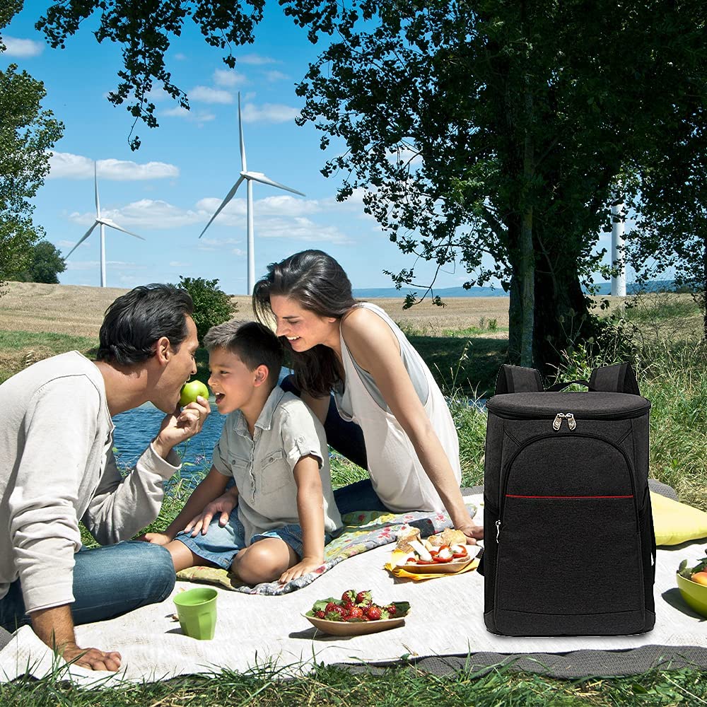 Doppeldecker weicher Kühlrucksack mit hartem Innenfutter, Wärmedämmtasche Oxford wasserdichte Lunchbox Isoliertasche Leichter Rucksack für Camping BBQ Familie Outdoor-Aktivitäten
