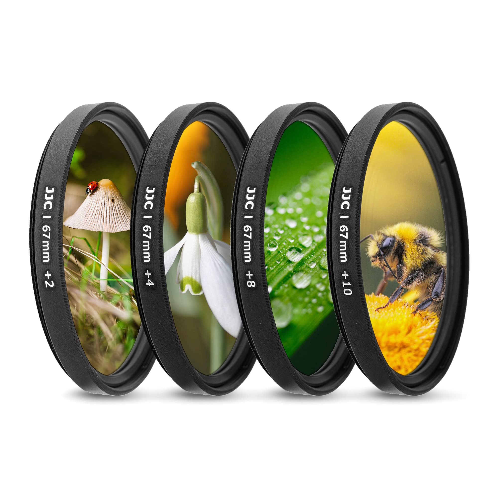 Kit filtri macro per primi piani JJC 67 mm (+2, +4, +8, +10) con custodia per filtro per Sony A7 A7C A7R A7S A9 + FE 20 mm f / 1.8 G e altra fotocamera con obiettivo filettato da 67 mm