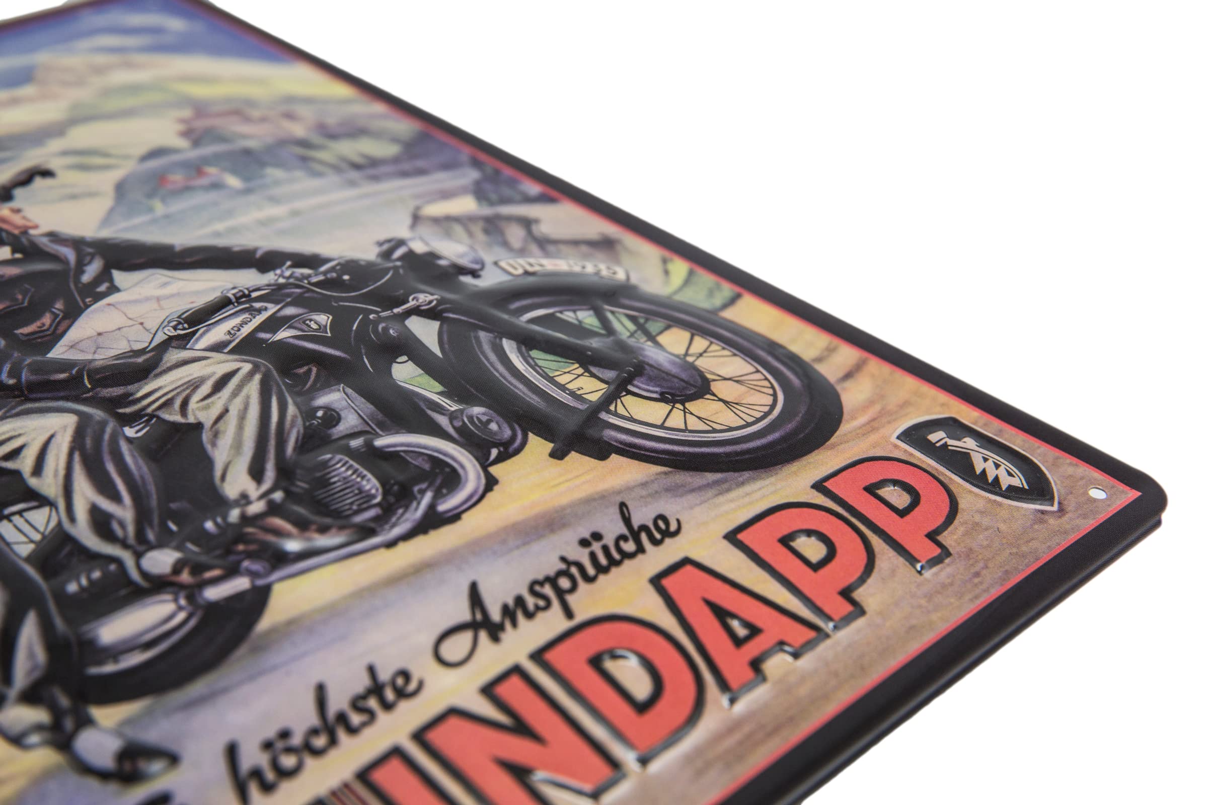 Targa Metallica Retrò Per Moto - Stile Zündapp, 30x20 Cm, In Acciaio Goffrato 3D, Decorazione Garage - Foto 2