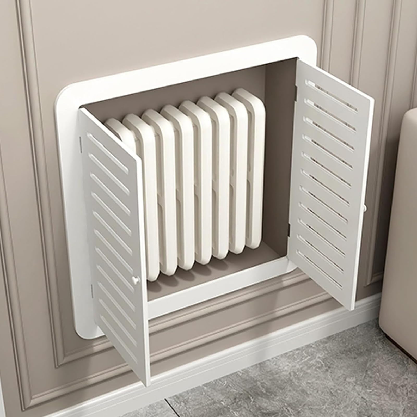 Cache-radiateur décoratif haut de gamme au design blanc épuré