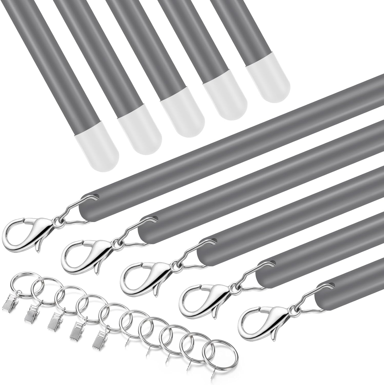Shimeyao 10 Pack 36 Inch Acrylic Curtain Pull Wands Drapery Pull Rod Pure Black Versatile Fiberglass Blinds Wand Kits with Rings and Hooks for Opening Closing Curtains Homes Offices Window Opener