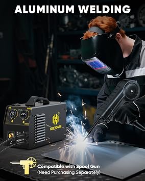 HZXVOGEN 205A Aluminum MIG Welder 5-in-1 Synergic Pulse Welder 110/220V