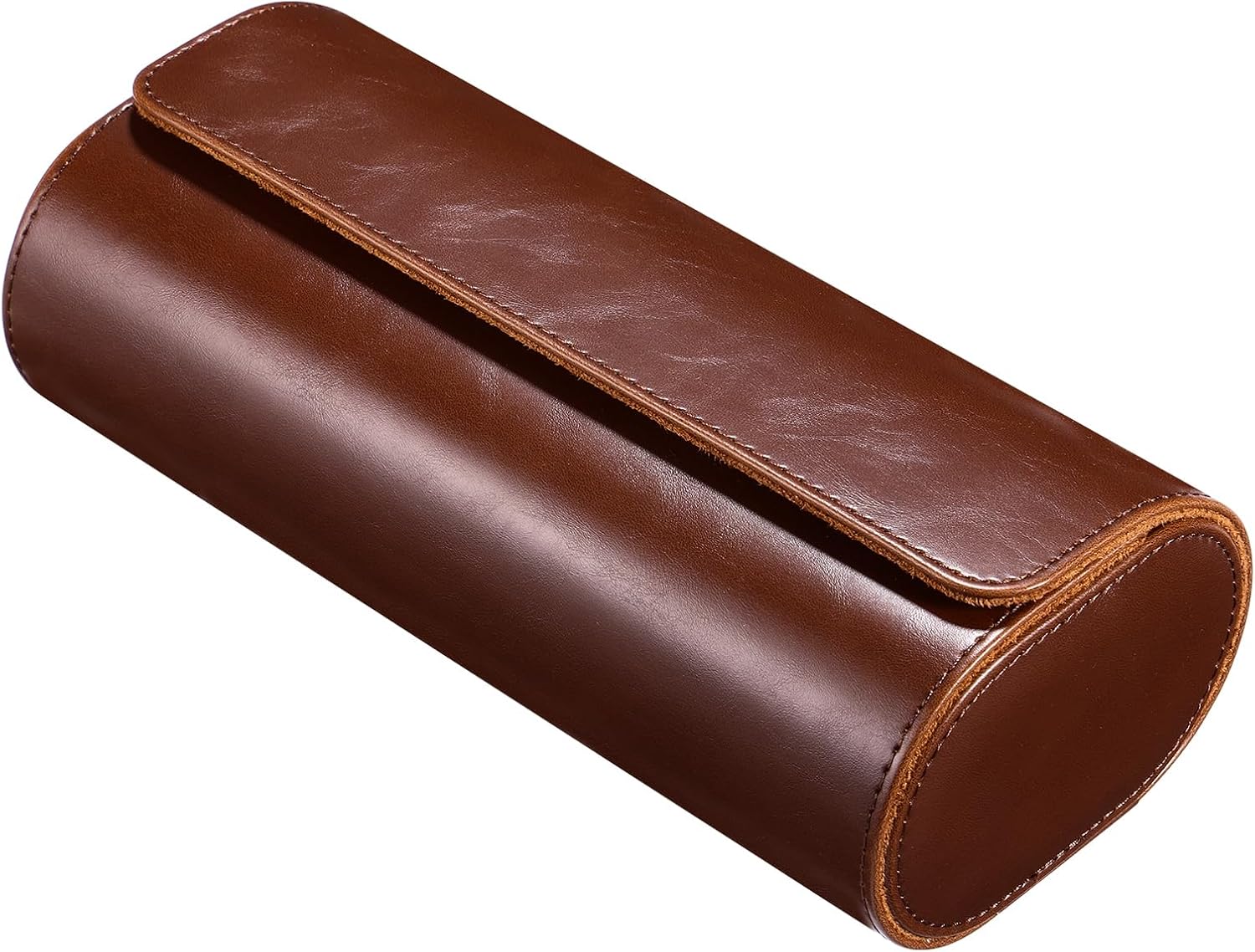 Hemobllo Watch Box 3 Slots Leather Travel Watch Case with Removable Pillows for Men Women Brown