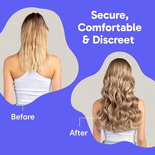 Miniatura 4 de Zala Halo de cabello humano  Extensiones de cabello real para mezcla sin costuras + peinado. Extensiones de cabello con halo añaden volumen y