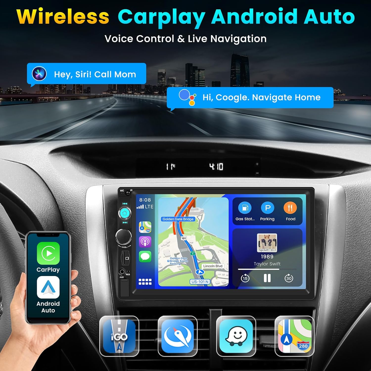 Wireless Carplay Android Auto Navigation