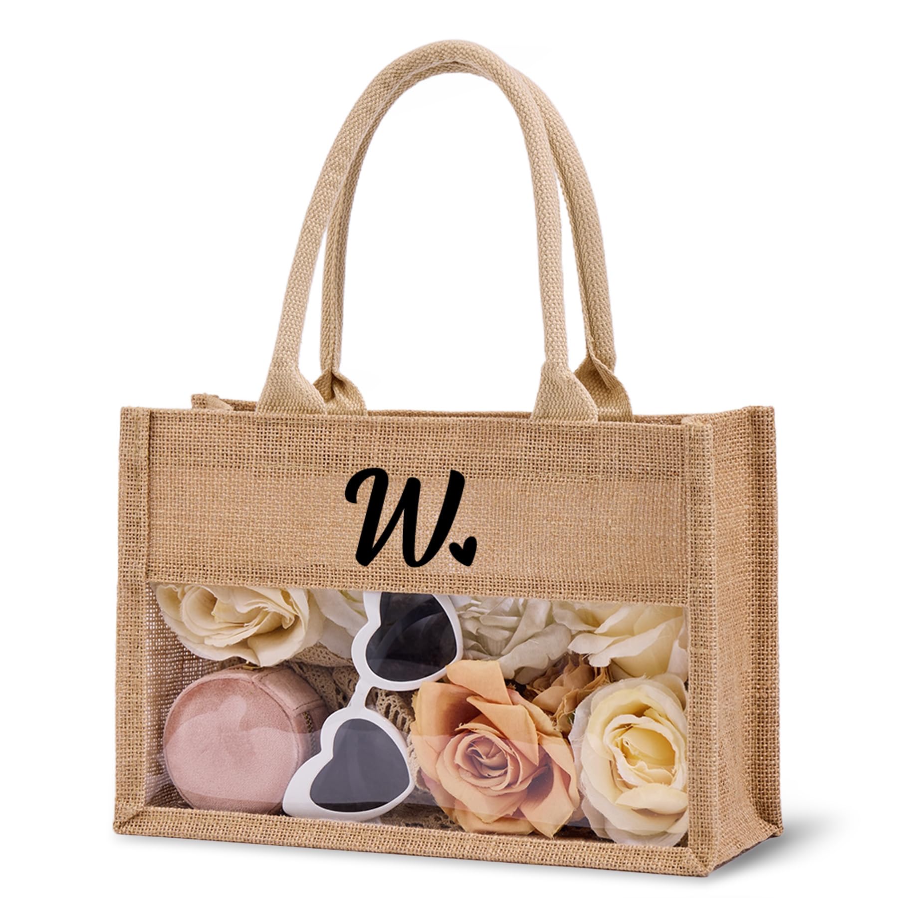 Relosy Jute Tote Bag - Monogrammed Burlap Tote Bag for Women