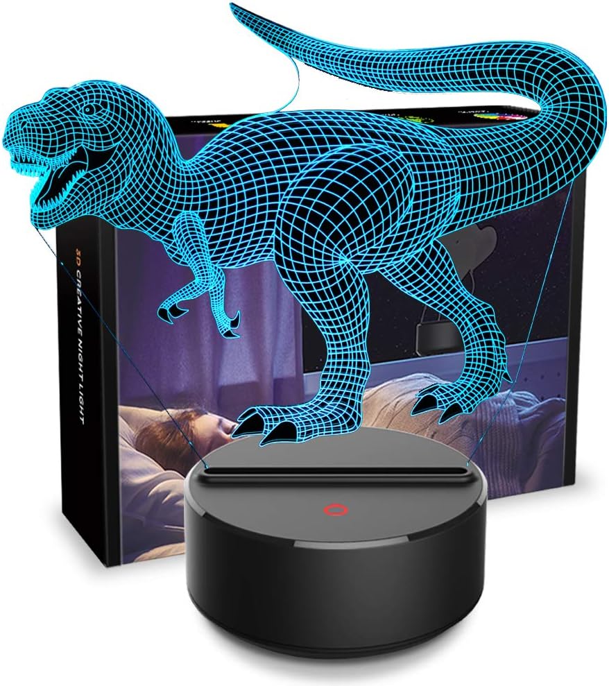 Night Lights for Kids Dinosaur Lamp Kids Night Light Christmas Gifts Decorations Dinosaur Toys 3D Bedside Lamps 7 Colors Change Nightlights Birthday Gifts for Girls Boys Baby (Indoraptor-03)