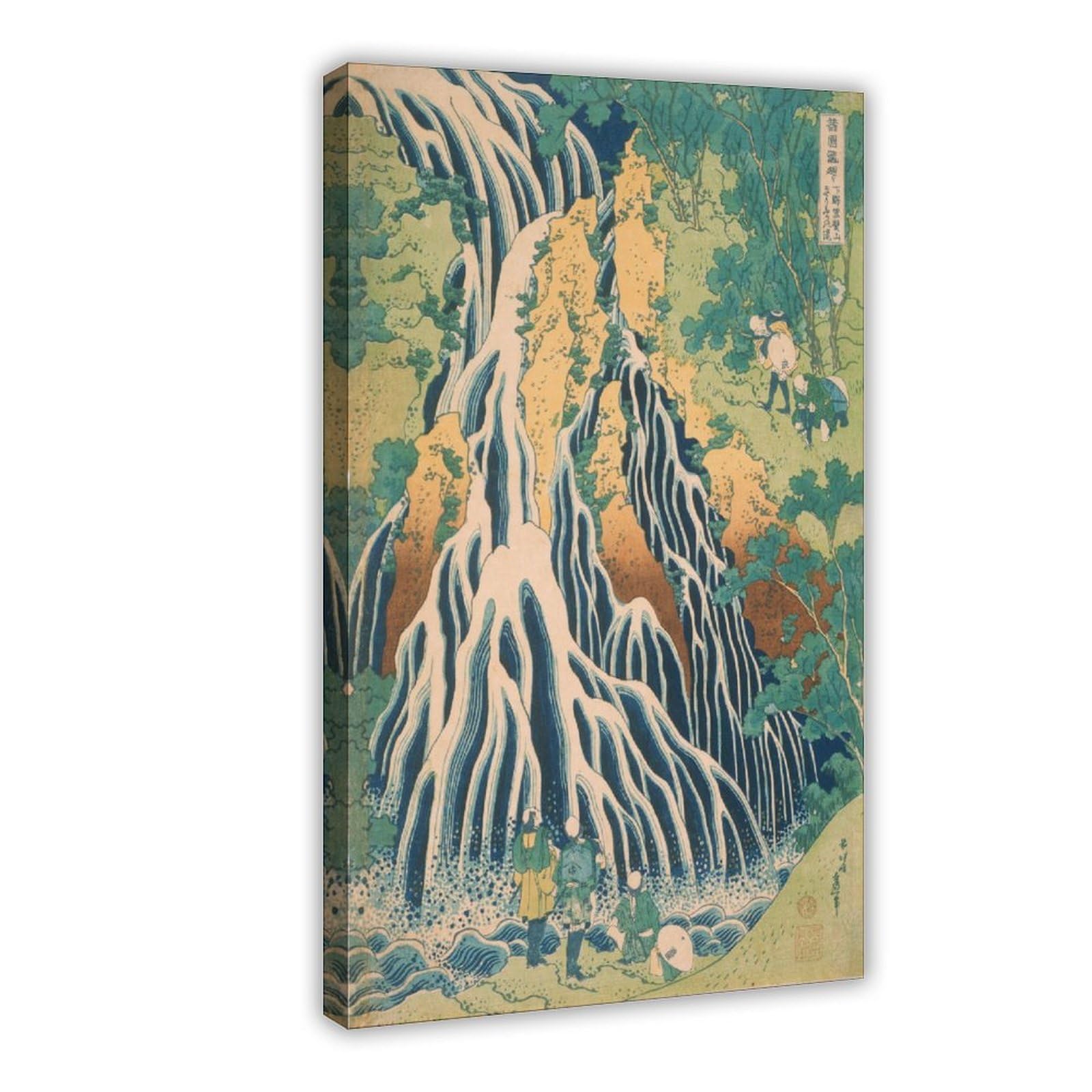 WCYB Pilgrims at Kirifuri Waterfall on Mount Kurokami in Shimotsuke Province by Katsushika Hokusai Ukiyo-e Prints Posters Canvas Deco Paintings Wall Art Fo