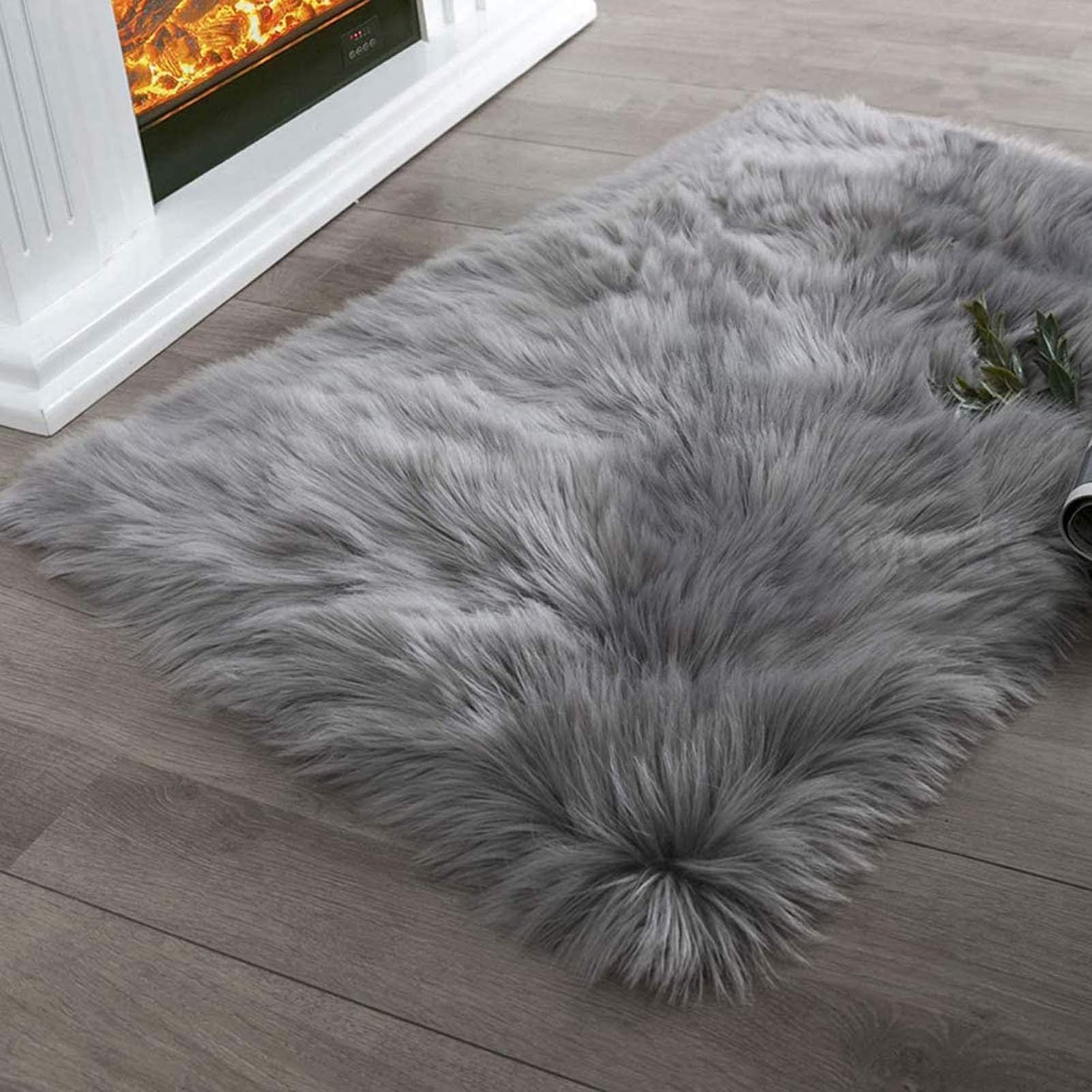 Peau De Mouton Synthétique, Super Soft Laine Tapis Duveteux en Fausse Fourrure, Man-Made Luxe Laine Tapis De Canapé Coussin Adapté À La Décoration De La Maison