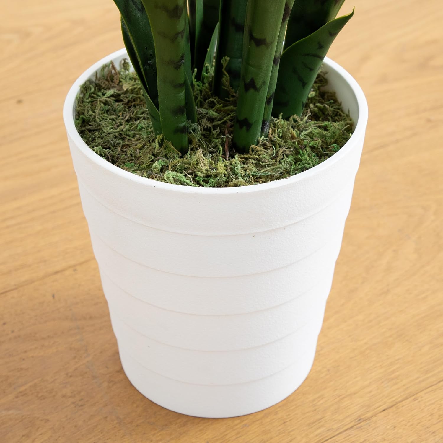 Nearly Natural 3-ft Artificial Snake Plant for Outdoors, Indoor/Outdoor UV Resistant Sansevieria, 36-in Faux Snake Plant for Outdoor Porch and Deck Decor in White Decorative Planter