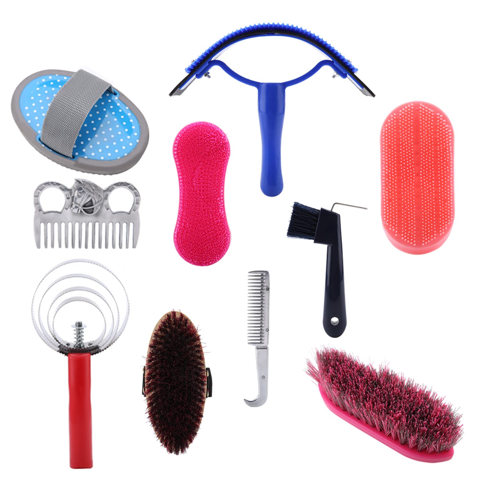 CCYLEZ Horse Care Brush, 10Pcs Horse Tack Supplies Horse Cleaning Tool Set Horse Grooming Care Kit for Horse Riders Beginners Farm
