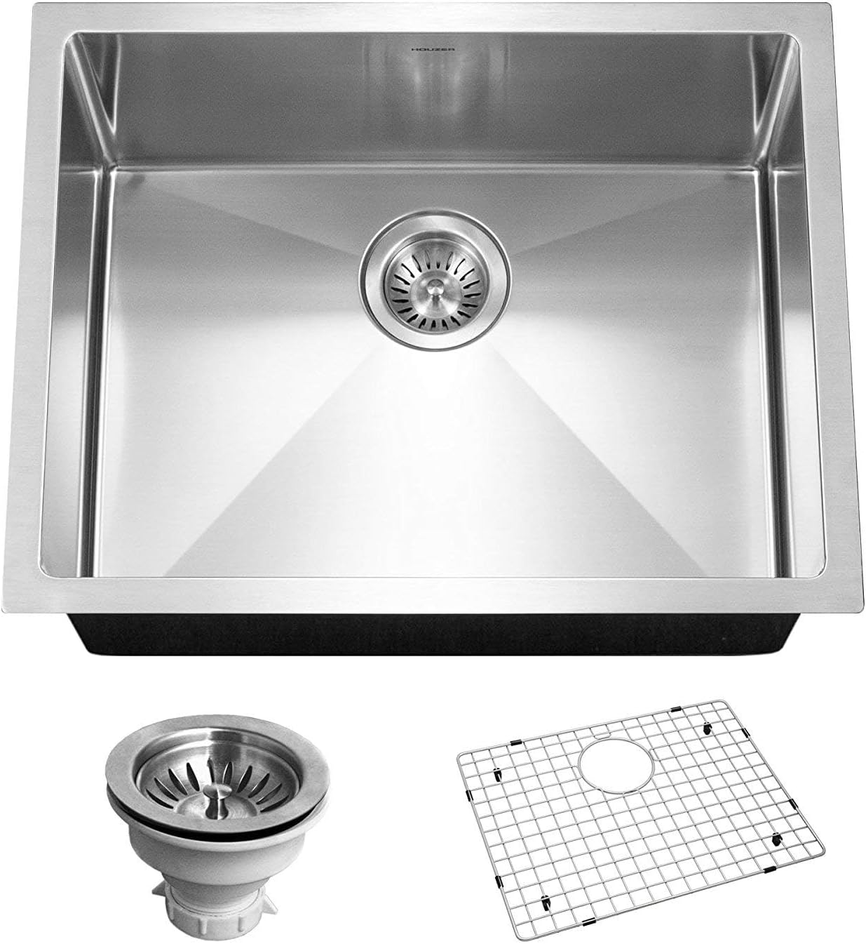 HOUZER CNS-2300 Savoir Series 10mm Radius Undermount Single Bowl Kitchen Sink, Stainless Steel