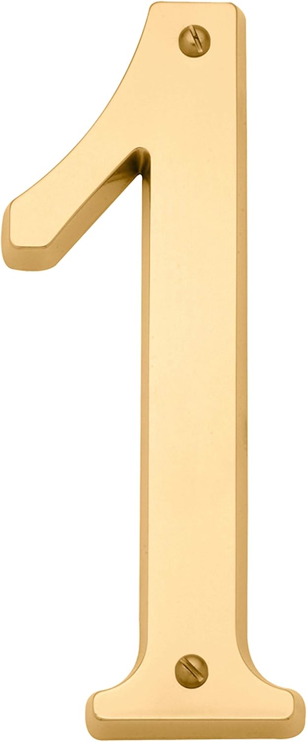 Baldwin Estate 90671.003.CD Solid Brass Traditional House Number One in Polished Brass, 4.75"