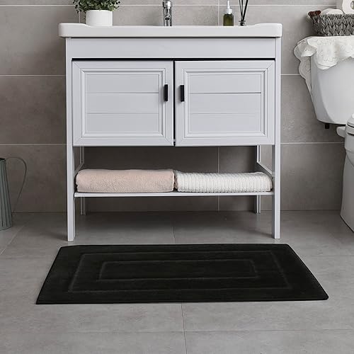 Miniatura 7 de GRANNY SAYS - Tapete de baño antideslizante negro, suave y absorbente de agua, de microfibra, lavables y secables a máquina, tapetes para piso de
